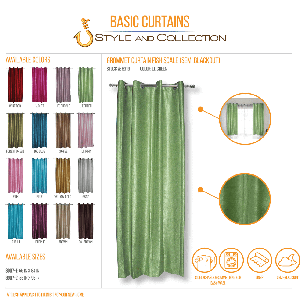 STYLE & COLLECTION Window Curtain Semi-Blackout Shimmer 55" x 84" Light Blue 