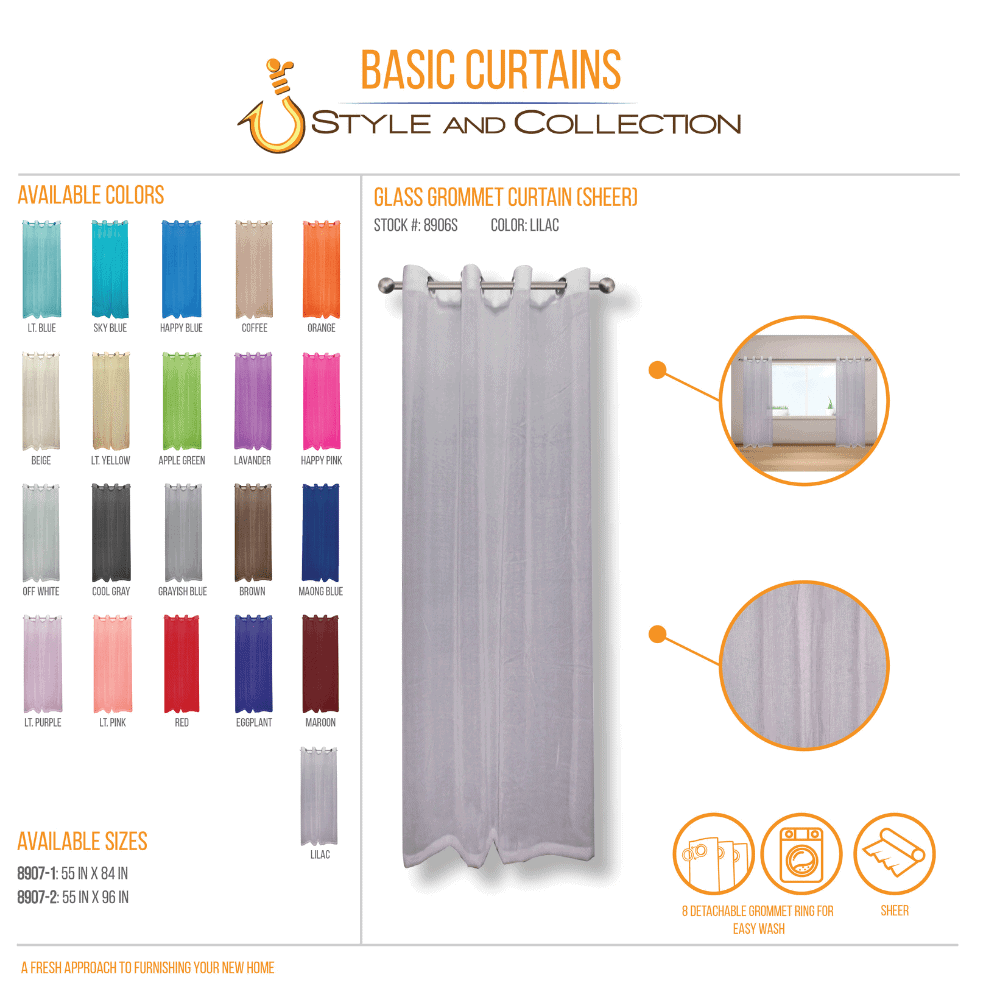 STYLE & COLLECTION Window Curtain Sheer 55" x 84" Lilac 