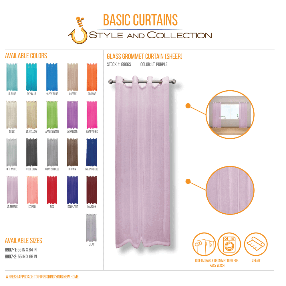 STYLE & COLLECTION Window Curtain Sheer 55" x 84" Light Purple 