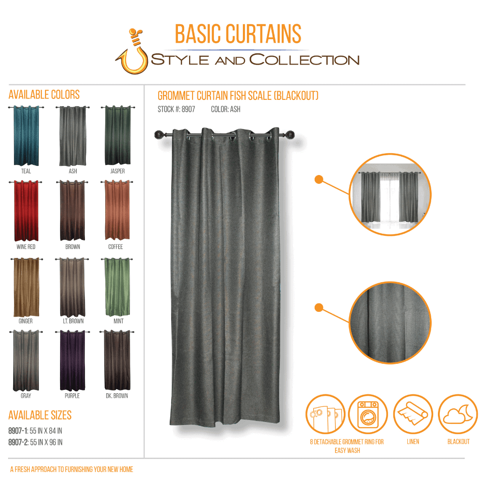 STYLE & COLLECTION Window Curtain Semi-Blackout Canvass 55" x 84" Ash 
