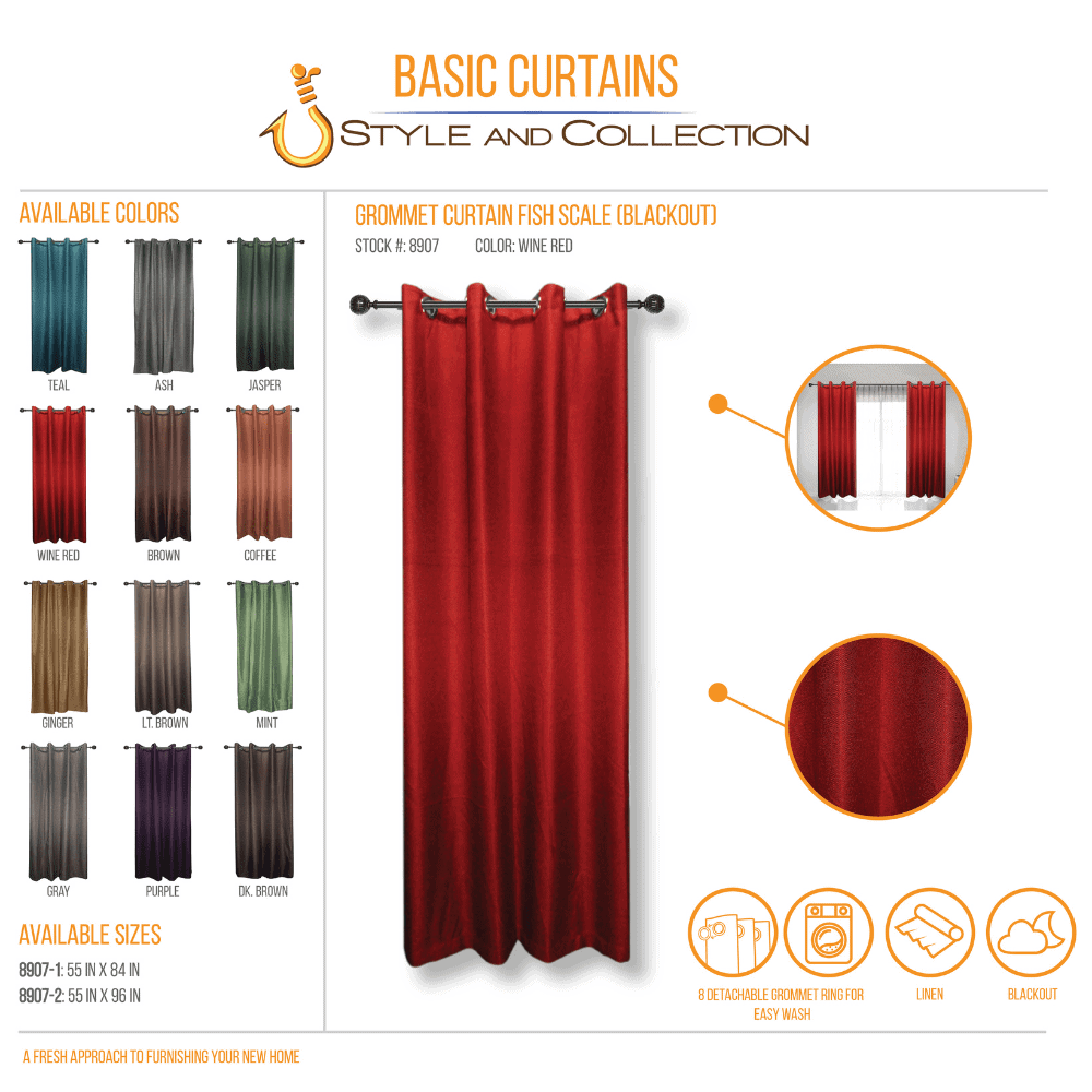 STYLE & COLLECTION Window Curtain Semi-Blackout Canvass 55" x 96" Ash 
