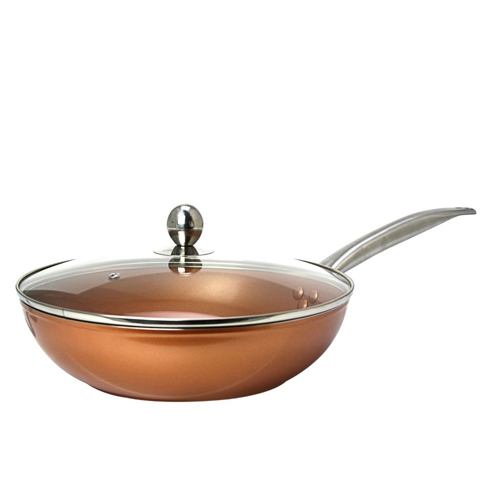MASFLEX Copper Deep Frypan with Glass Lid 28cm