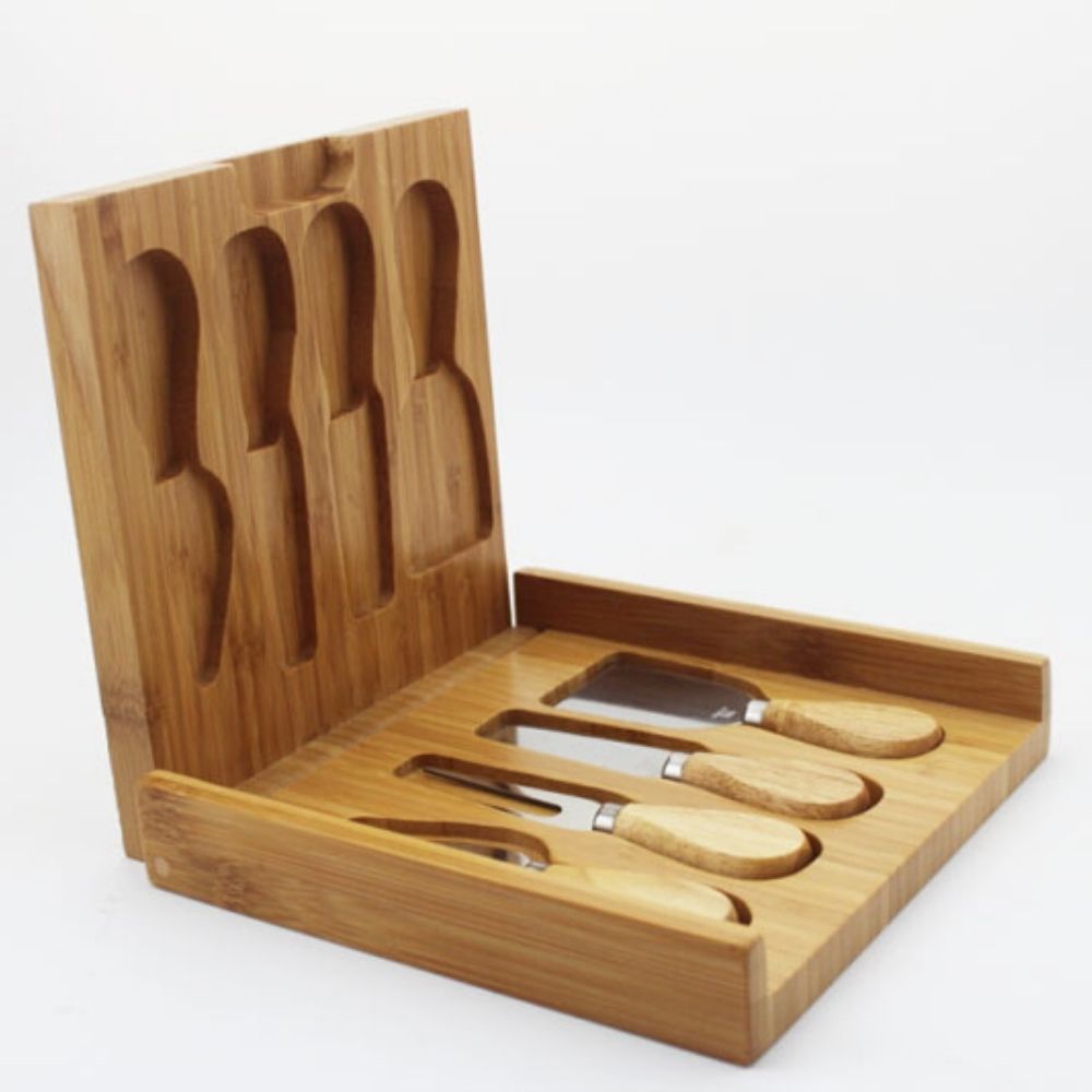 Dinner Essential Bamboo Cheese Board and 4pc Knife Set