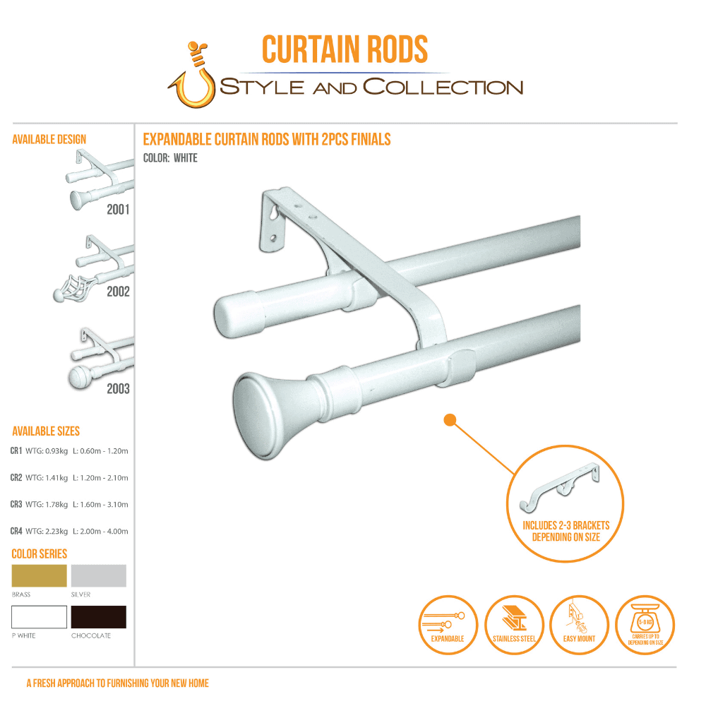 STYLE & COLLECTION Curtain Rod Double Painted Dark Brass 1.2m - 2.1m Leslie