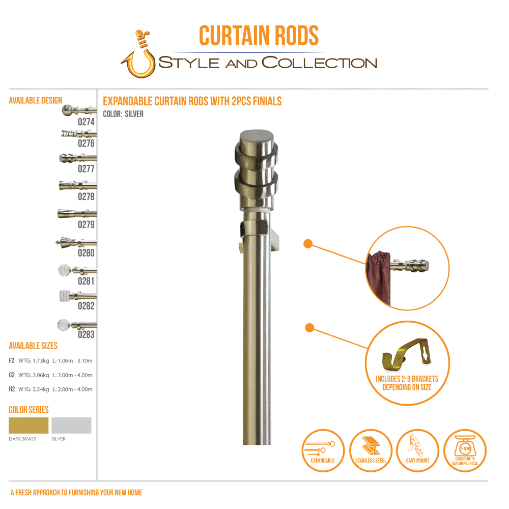 STYLE & COLLECTION Curtain Rod Electro Plated Dark Brass 1.6m - 3.1m Jerome