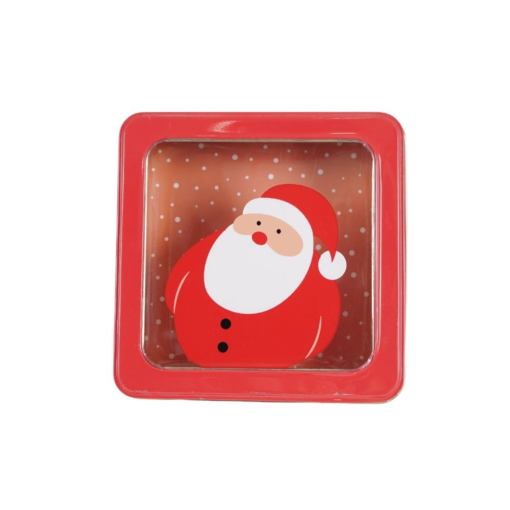Christmas Square Tin Window with Printed Santa 56342
