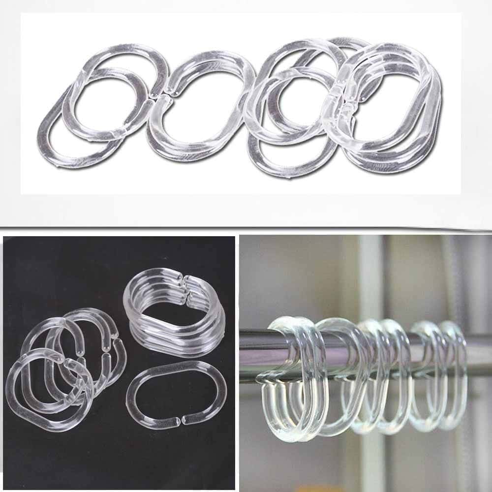 Shower Curtain 12 Piece C-Rings 3.9cmx5.8cm Clear