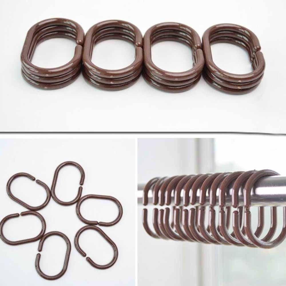 Shower Curtain 12 Piece C-Rings 3.9cmx5.8cm Brown