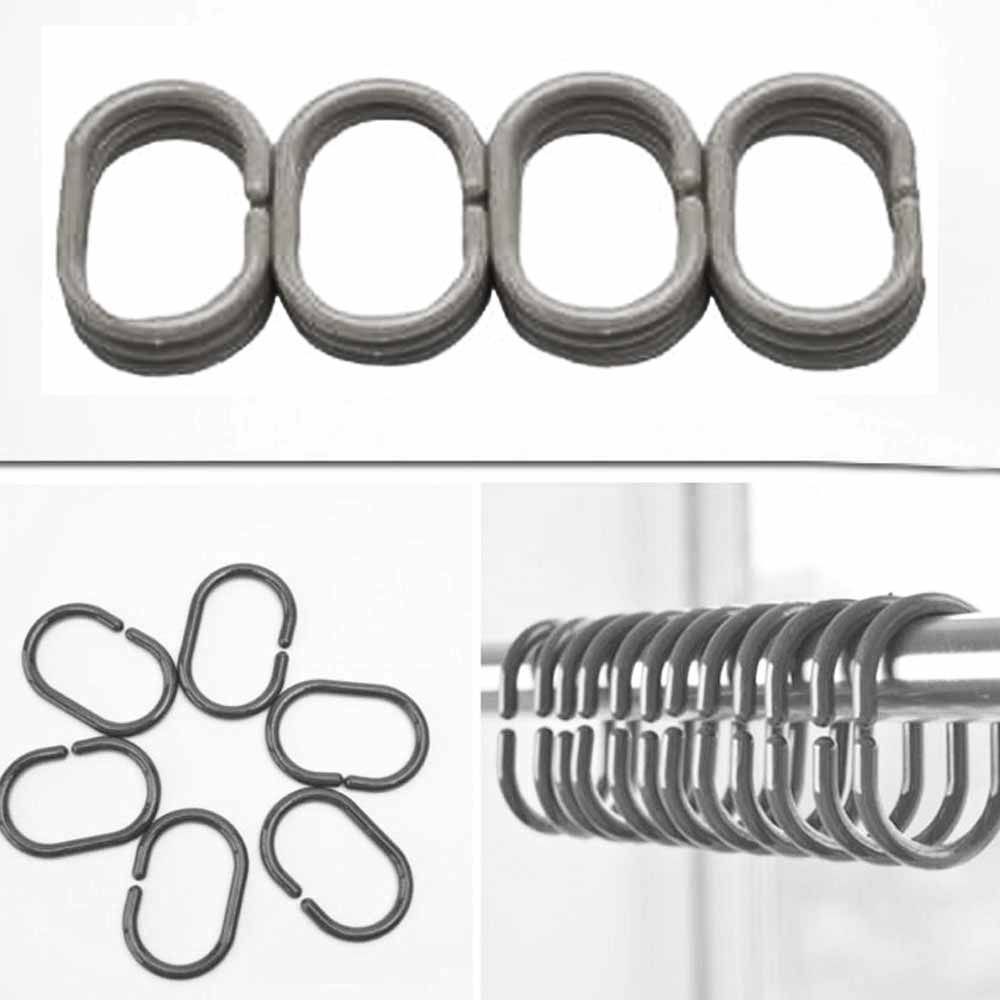 Shower Curtain 12 Piece C-Rings 3.9cmx5.8cm Grey