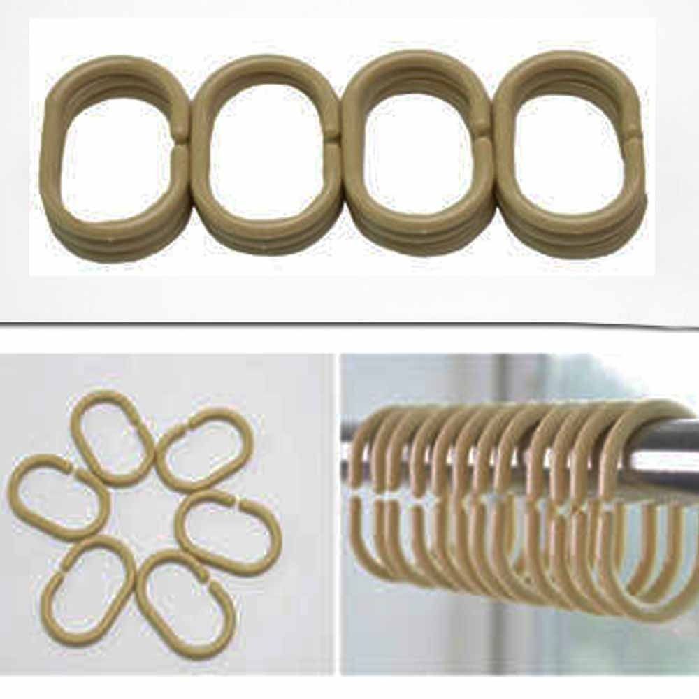 Shower Curtain 12 Piece C-Rings 3.9cmx5.8cm Light Brown