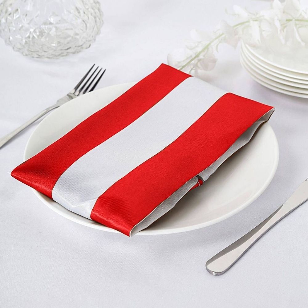 HOMETHREADS Fabric Table Napkin Stripes 17x17 Red