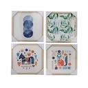 1Pc Natural Frame with Random Prints Wall Arts 24cmx24cm