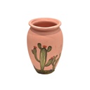 Ceramic Dolomite Jar Shape Pot with Cactus Design Small