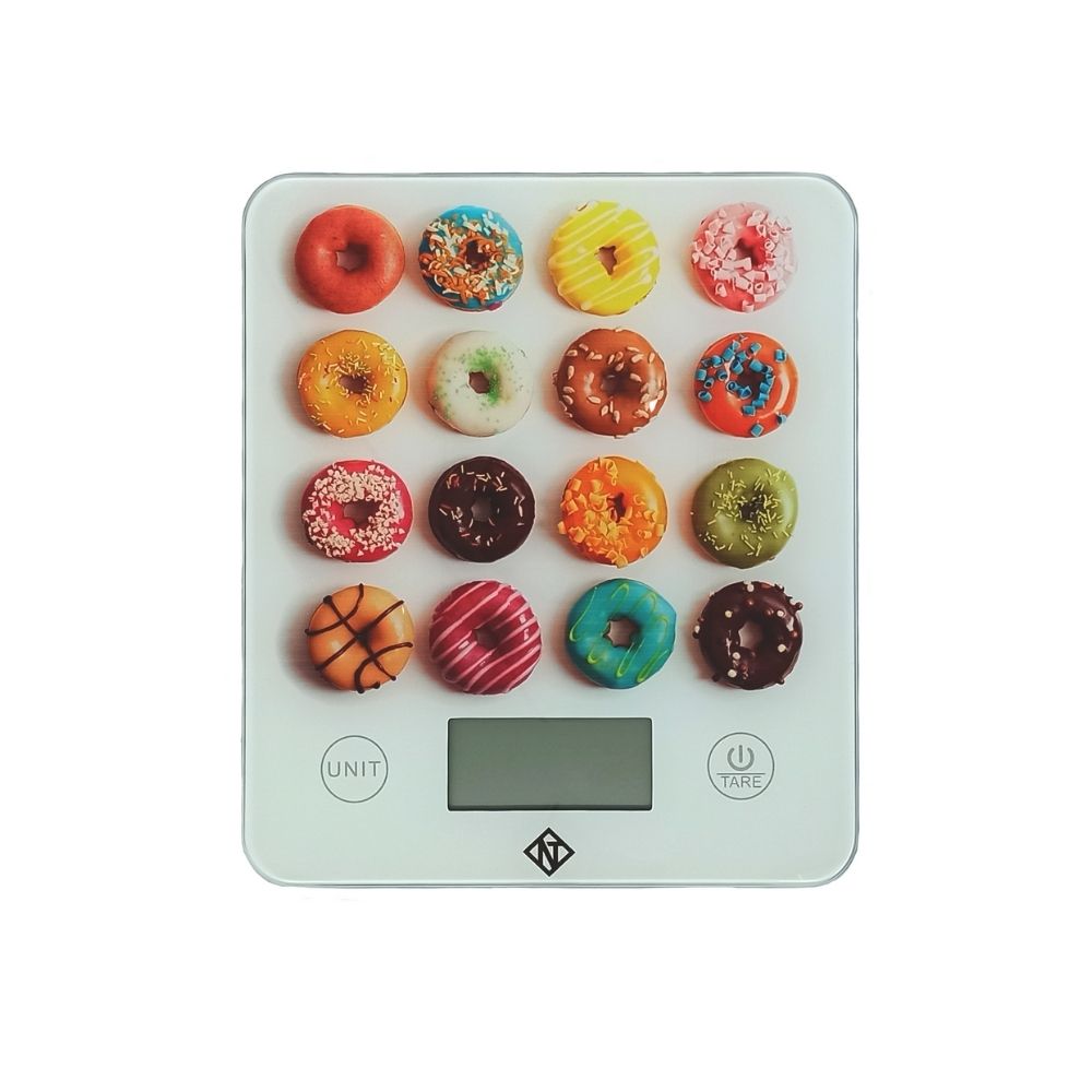 Safety Tempered Glass Platform Kitchen Scale with Donut Print Design