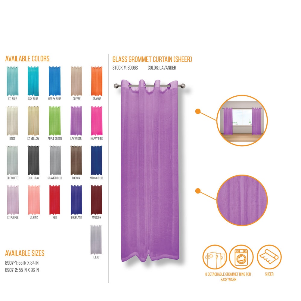STYLE & COLLECTION Window Curtain Sheer 55" x 96" Lavender 