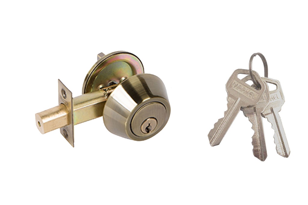 Markel Adk9Ab Deadbolt Single Cylinder Antique Brass