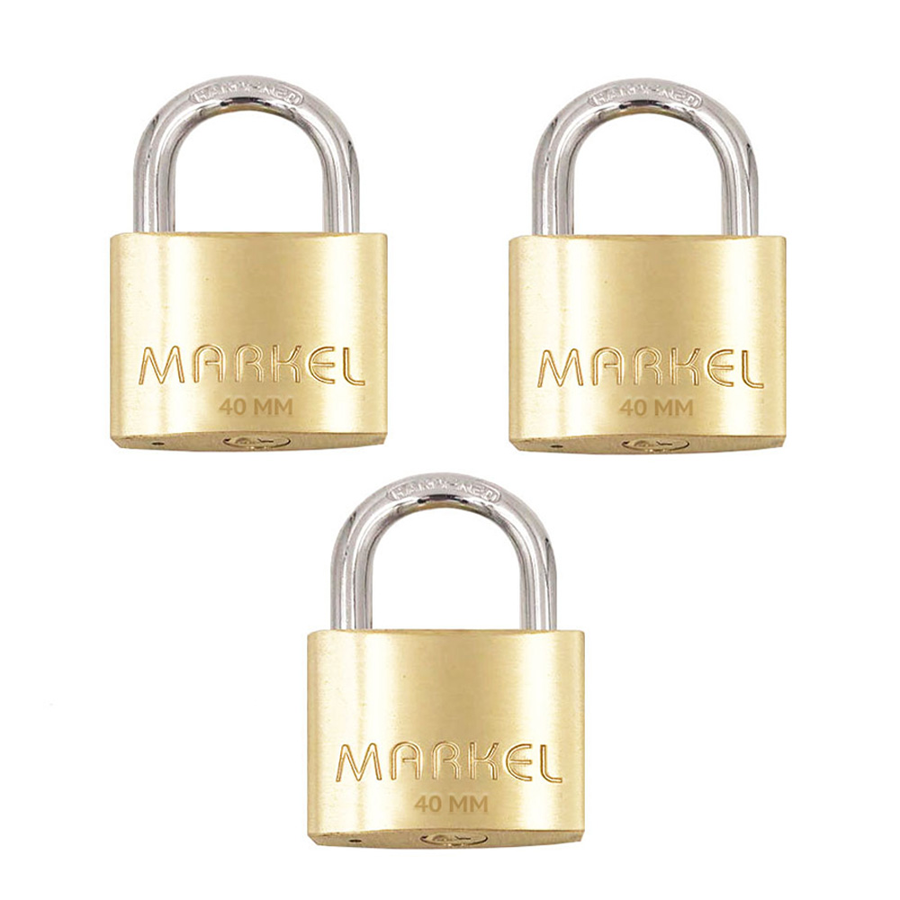 Markel Apl3Kl4O 3-Keys Alike Padlock Short Shackle 40mm