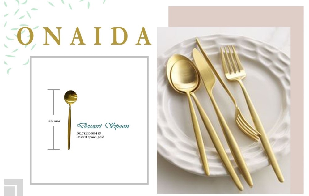 ONAIDA 185mm Dessert Spoon Gold