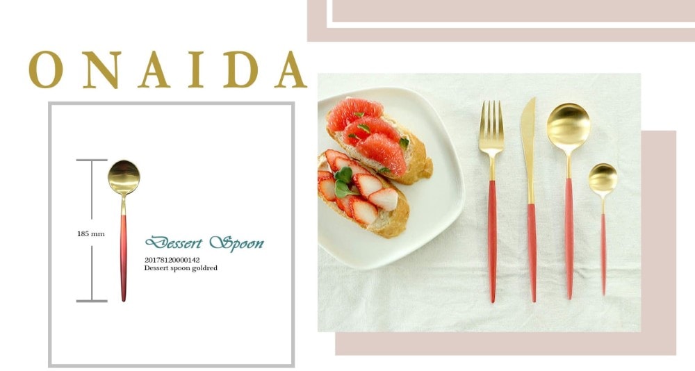 ONAIDA 185mm Dessert Spoon Gold Red