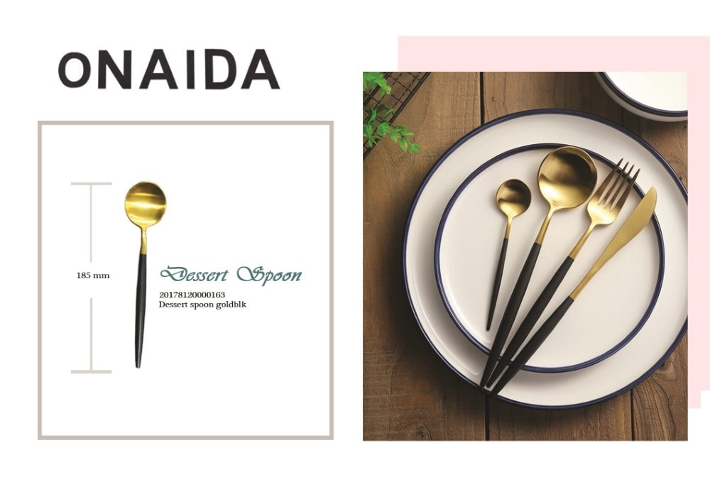 ONAIDA 185mm Dessert Spoon Gold Black