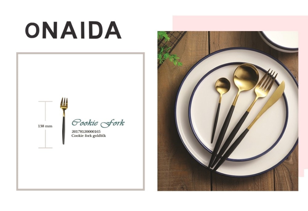 ONAIDA 138mm Cookie Fork Gold Black