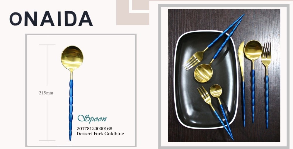 ONAIDA 215mm Dinner Spoon Gold Blue