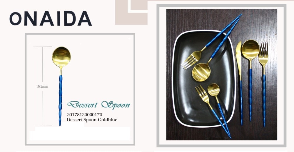 ONAIDA 185mm Dessert Spoon Gold Blue