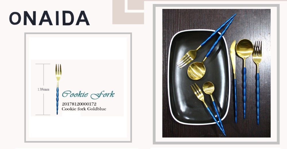 ONAIDA 138mm Cookie Fork Gold Blue