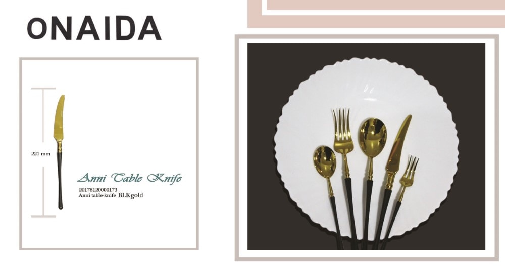 ONAIDA 221mm Table Knife Elegant Gold Black