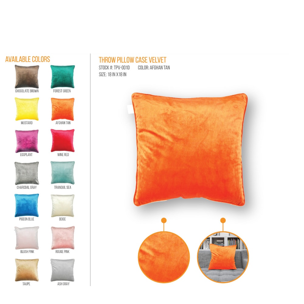 STYLE & COLLECTION Throw Pillow Case Velvet 18" x 18" Afghan 