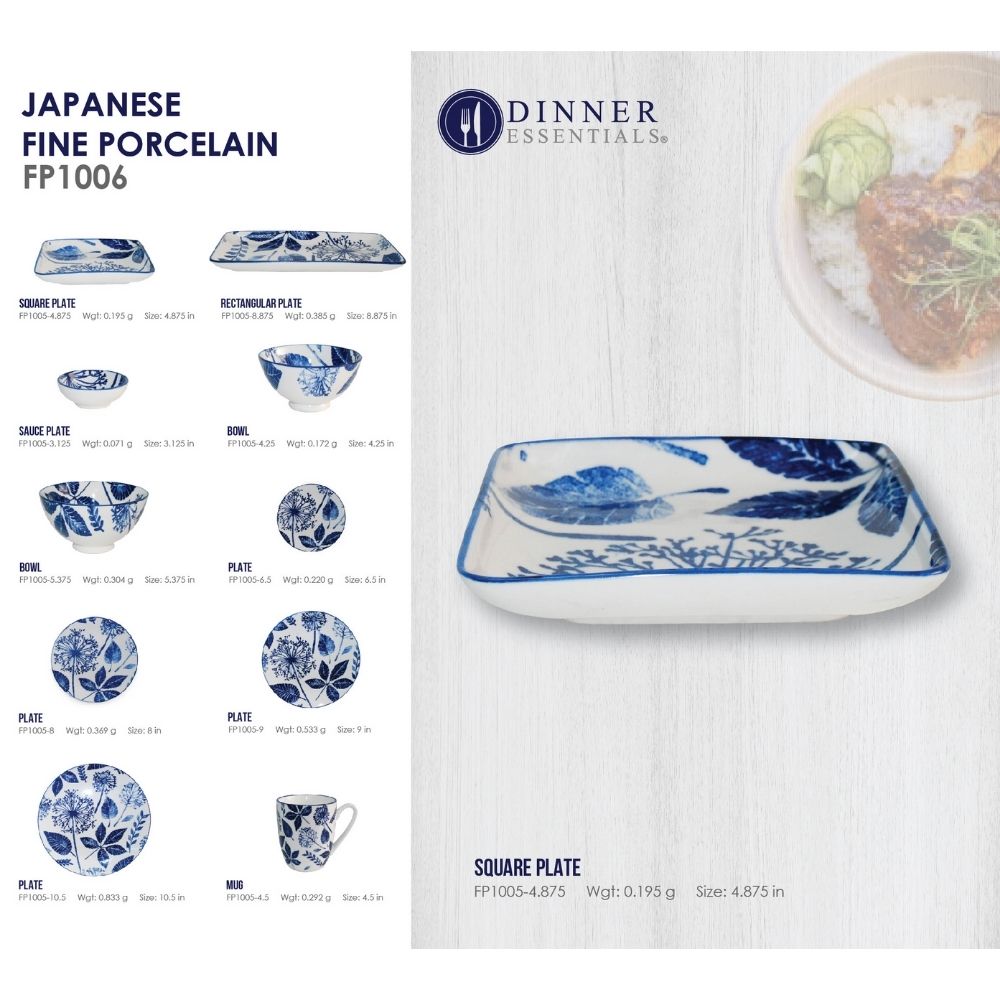 DINNER ESSENTIAL Decorative Printed Square Plate 4.4875inch