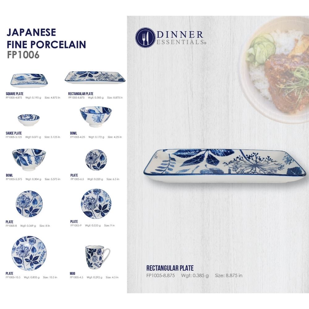 DINNER ESSENTIAL Decorative Printed Rectangular Plate 8.875inch