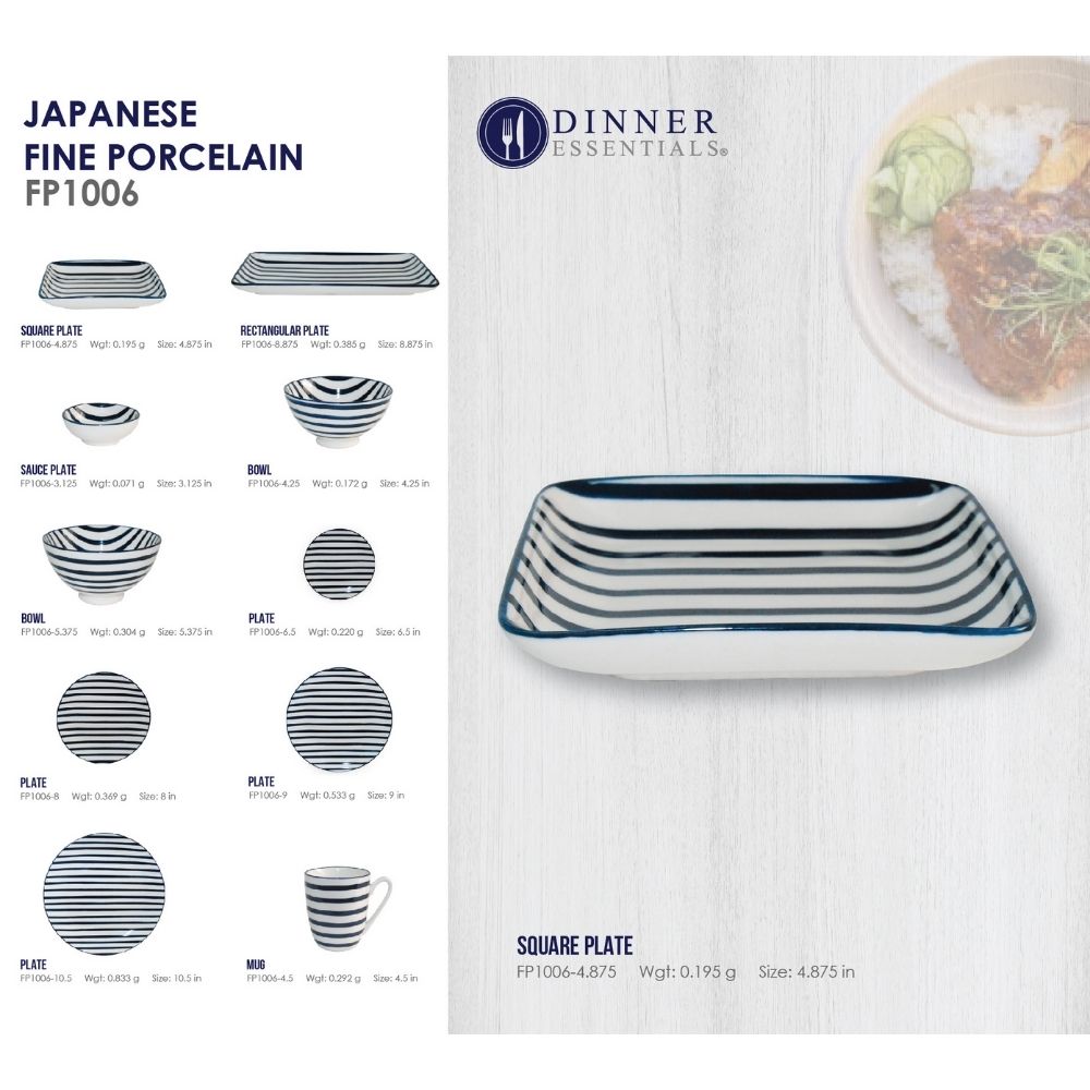 DINNER ESSENTIAL Decorative Printed Square Plate 4.4875inch (2)