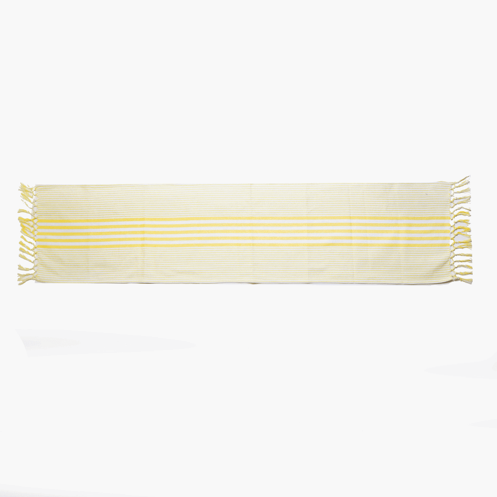 SUR LA TABLE Table Runner Fabric Stripe With Fringes Yellow With Multiple Size Variations