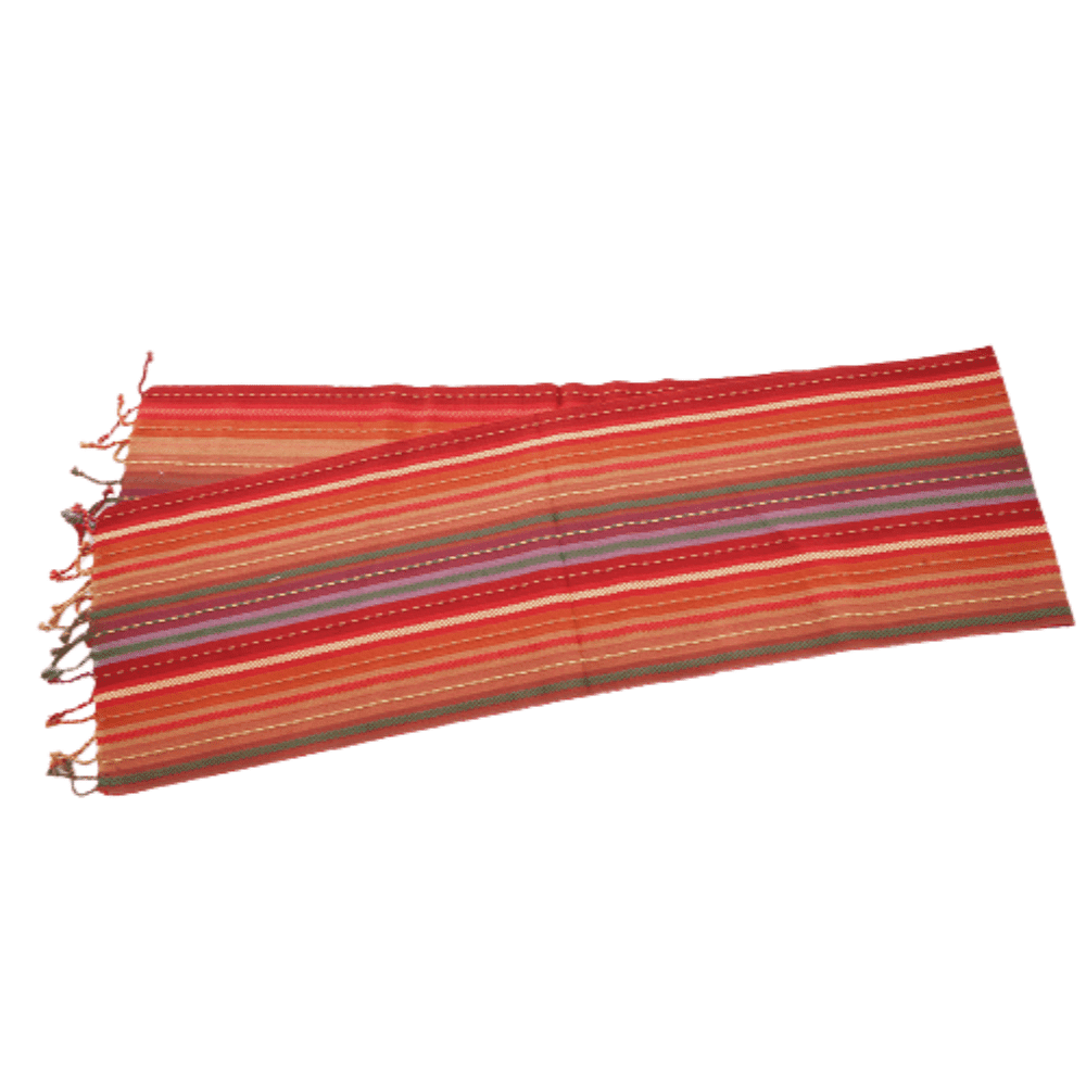 Sur La Table - Table Runner Fabric Stripe w/ Fringes Red