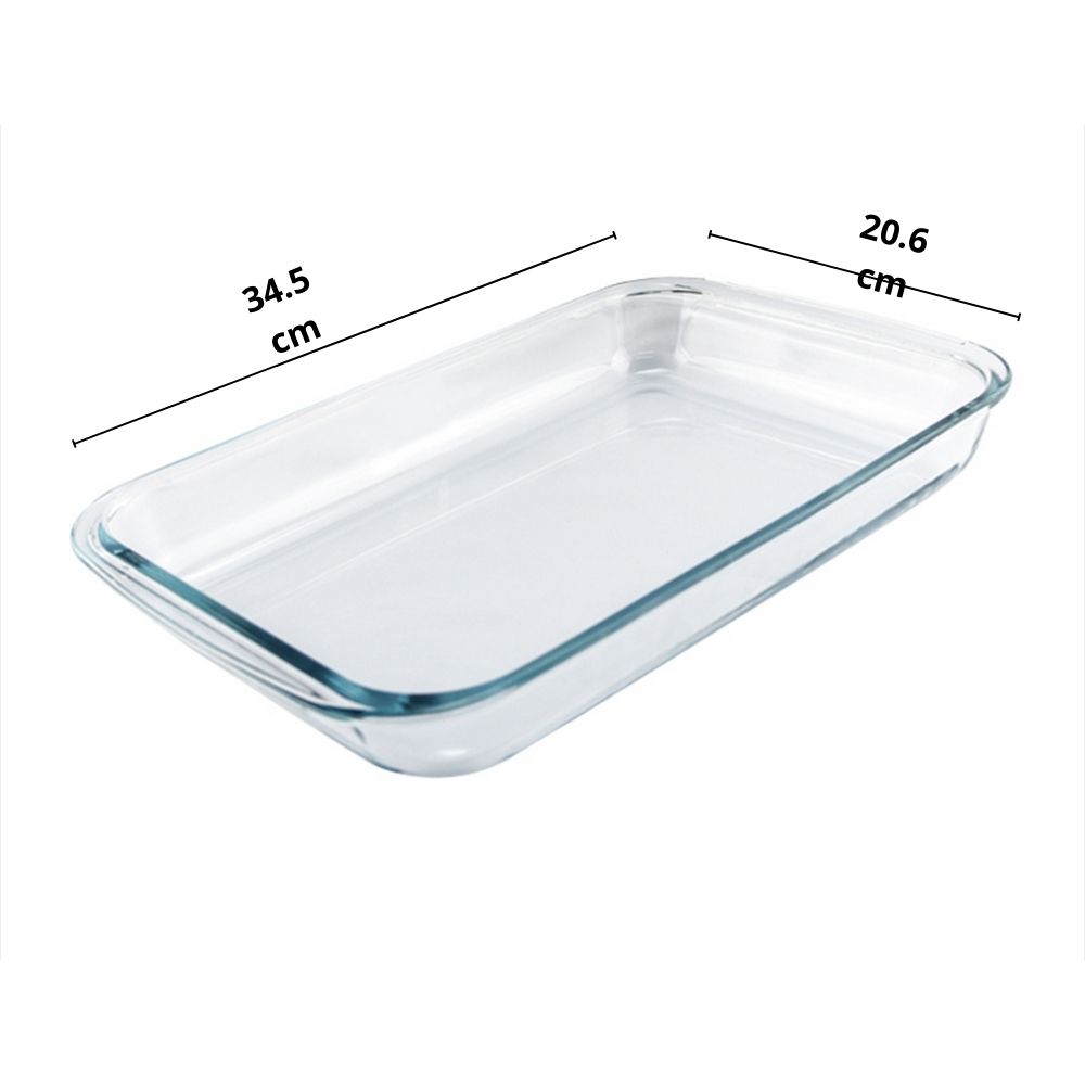 MASFLEX Rectangular Borosilicate Visible Clear Glass Bakeware, from Oven to Table Kitchen Glassware
