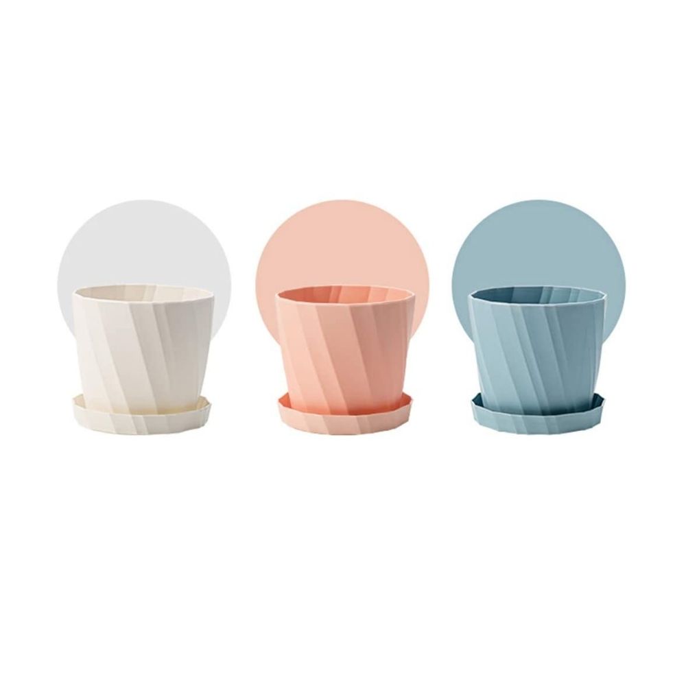 Plastic Planter Pot with Drainage Holes and Tray Modern Decorative Gardening Plant Container for All House Plants 3 Color5.5