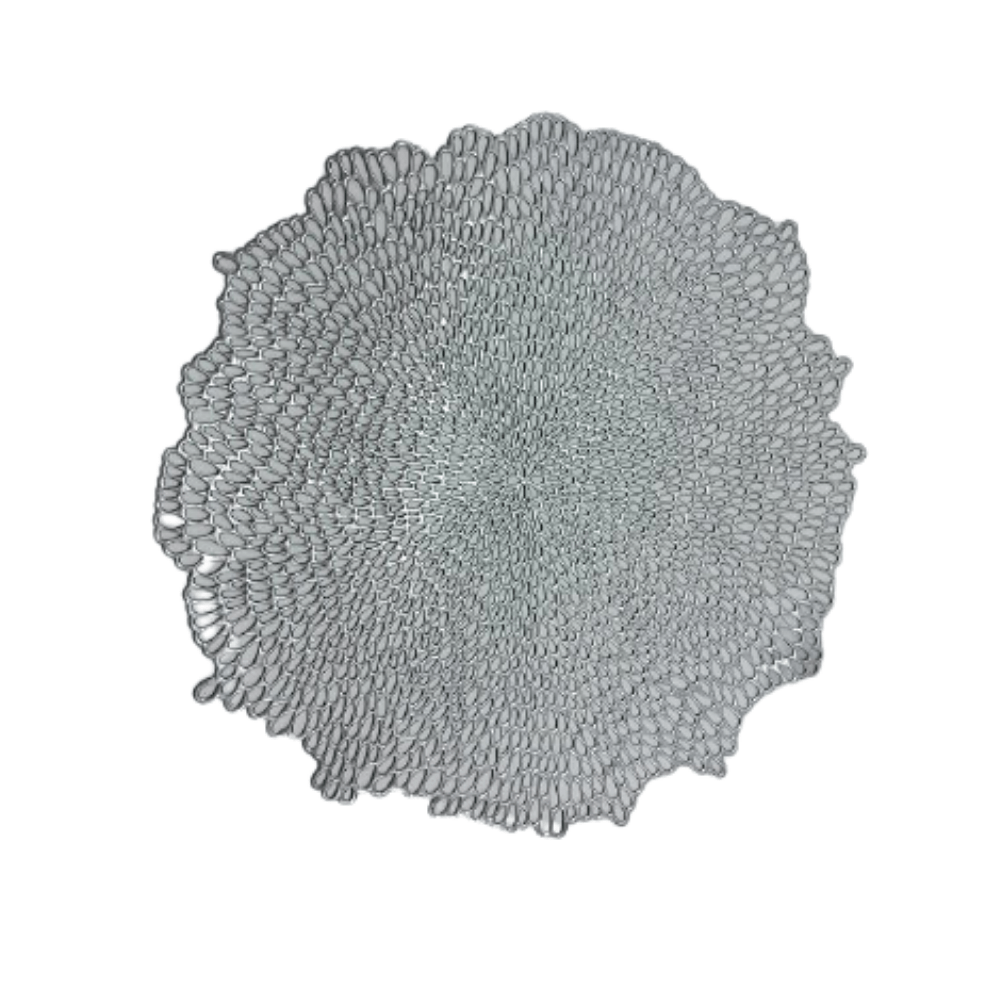 Placemat Silver Rain Drops Pattern Round Leatherette