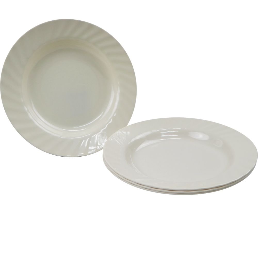 BESTWARE Round Grooved Dinner Plate 10in Set Of 4