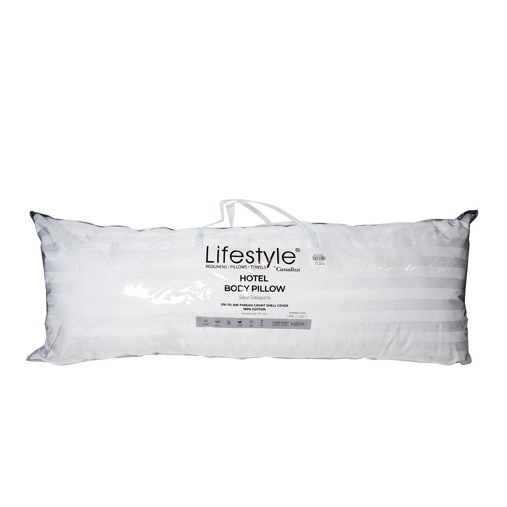 LIFESTYLE Ergonomic Body Pillow Cotton 300 Thread Count White With Multiple Size Variations