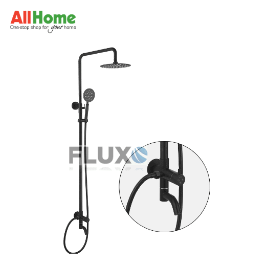 Fluxo Ahsf-3R Sus304 Rain Shower Set Cold Tap Round Black