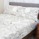  Linen N Things 3pcs Set Bedsheet Cotton 300 Thread Count Black Leaves