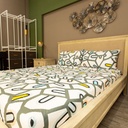 Linen N Things 3pcs Set Bedsheet Cotton 300 Thread Count Leaves Gray