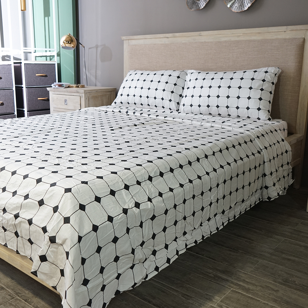 Linen N Things 4pcs Set Bedsheet Cotton 300 Thread Count Cube