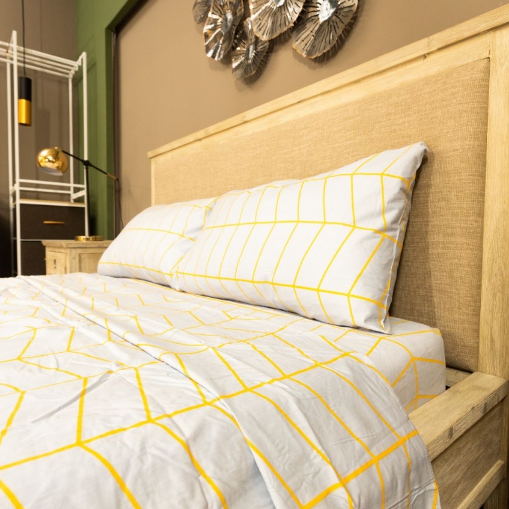 Linen N Things 4pcs Set Bedsheet Cotton 300 Thread Count Blue Gray