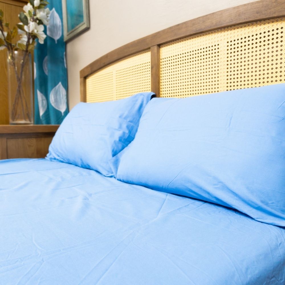 Linen N Things 3pcs Set Bedsheet Cotton 300 Thread Count Light Blue