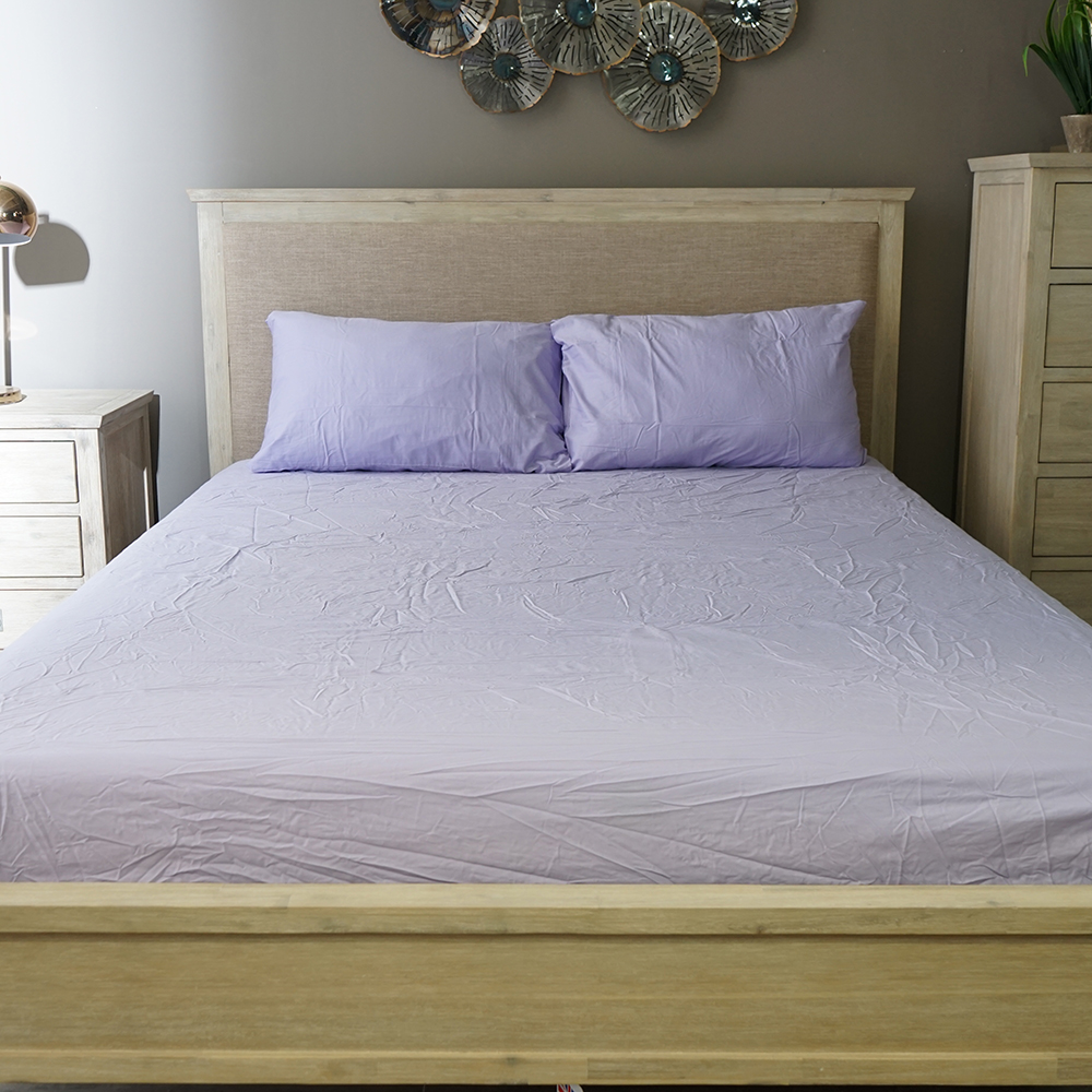 Linen N Things 3pcs Set Bedsheet Cotton 300 Thread Count Light Purple