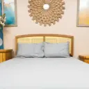 LINENS N' THINGS 3 Piece Set Bedsheet Cotton 300 Thread Count Blueish Gray With Multiple Size Variations