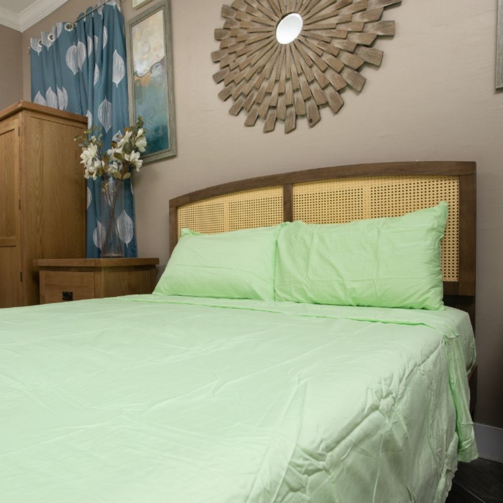 LINENS N' THINGS 4 Piece Set Bedsheet Cotton 300 Thread Count Mint Green With Multiple Size Variations