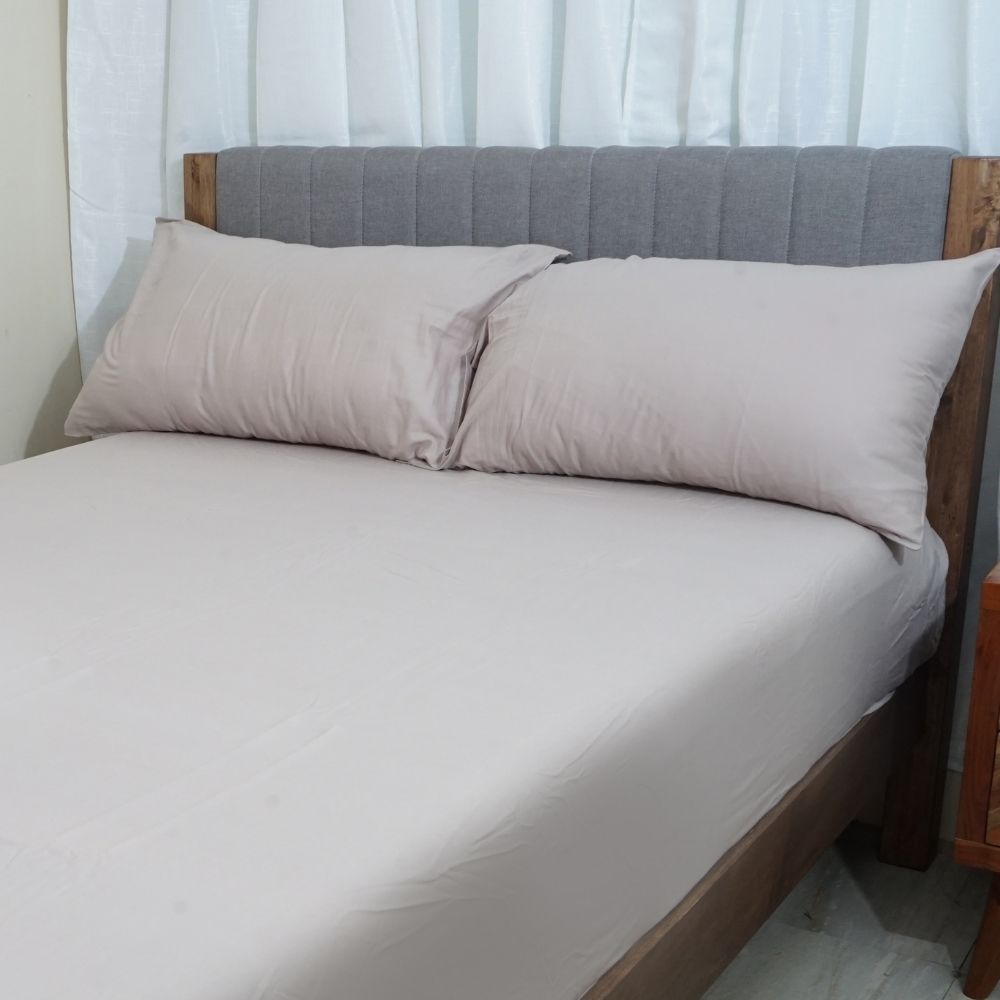 HOMETHREADS 3 Piece Set Bedsheet Taupe With Multiple Size Variations